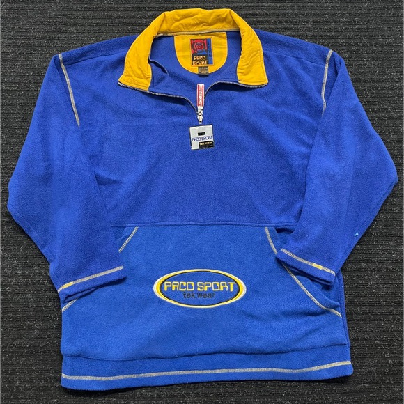 Paco Sport Other - Paco Sport Tek Wear Vintage Fleece Pullover Blue Yellow Quarter Zip Mens Large